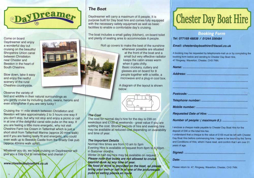 Chester Day Boat Hire Page Two